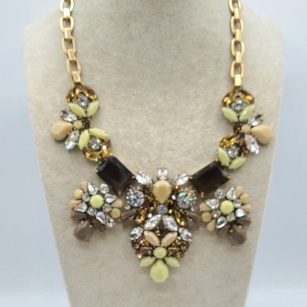 J Crew Heavy Chunky Crystal Resin Multicolor WOWZER Necklace - Picture 1 of 16